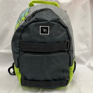 Rip Curl Grey and Lime Green Backpack